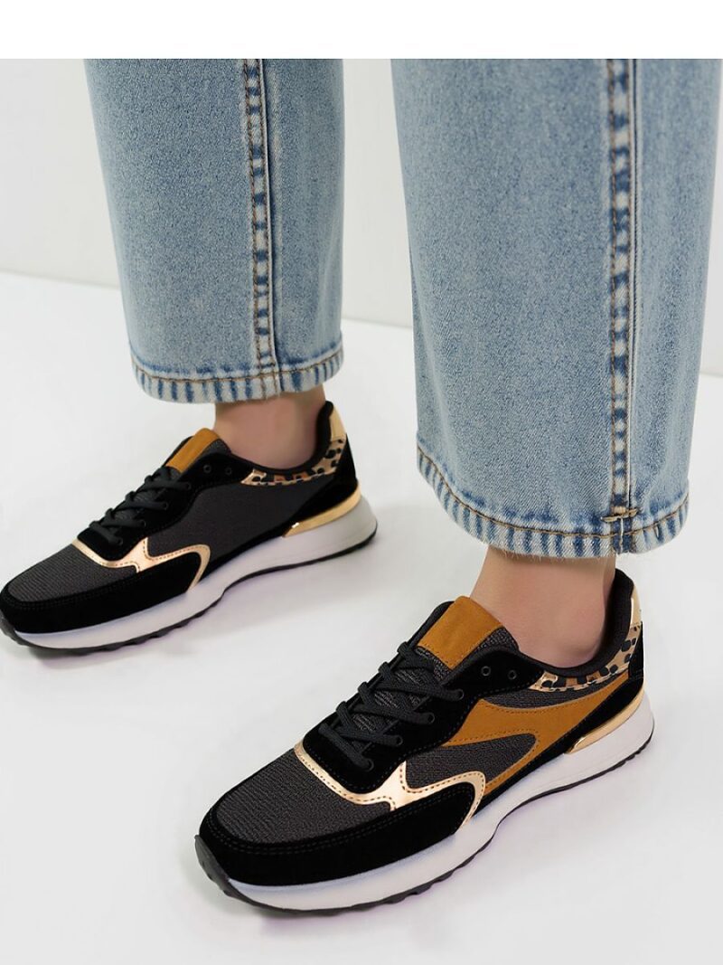 Damskie Sneakersy VELORE ? Black  Gold - Inello - obrazek 2