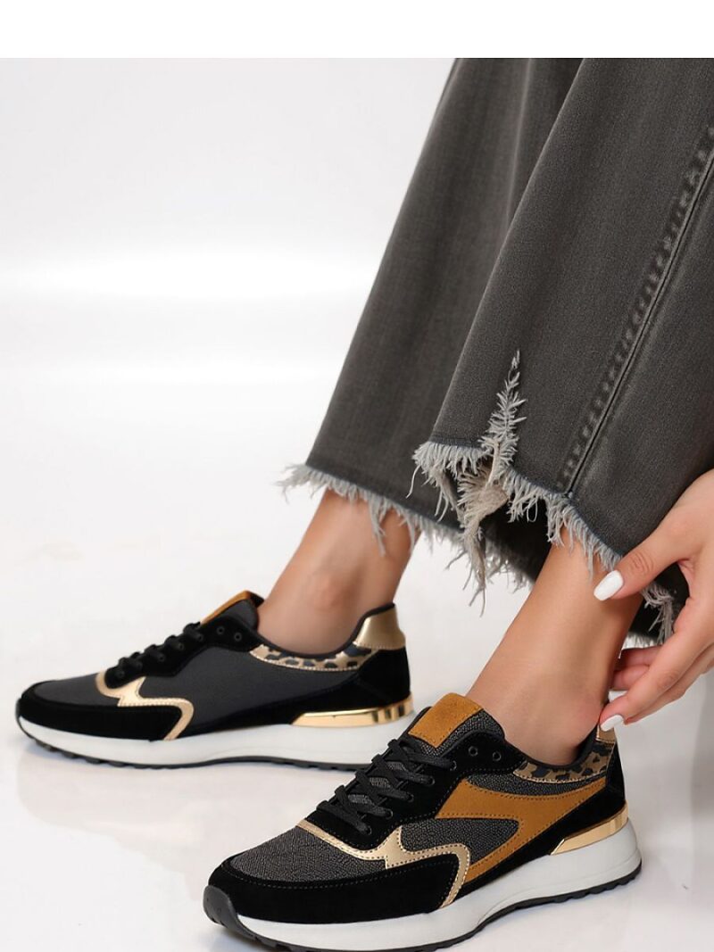 Damskie Sneakersy VELORE ? Black  Gold - Inello - obrazek 3
