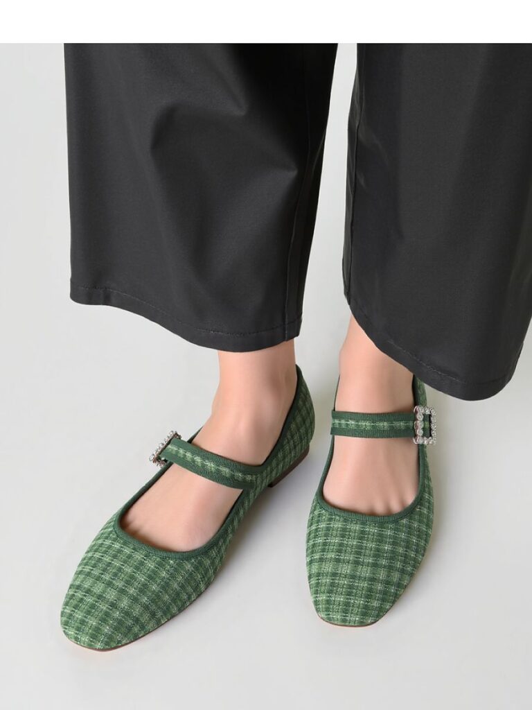Damskie Baleriny ELIORA ? GREEN - Inello
