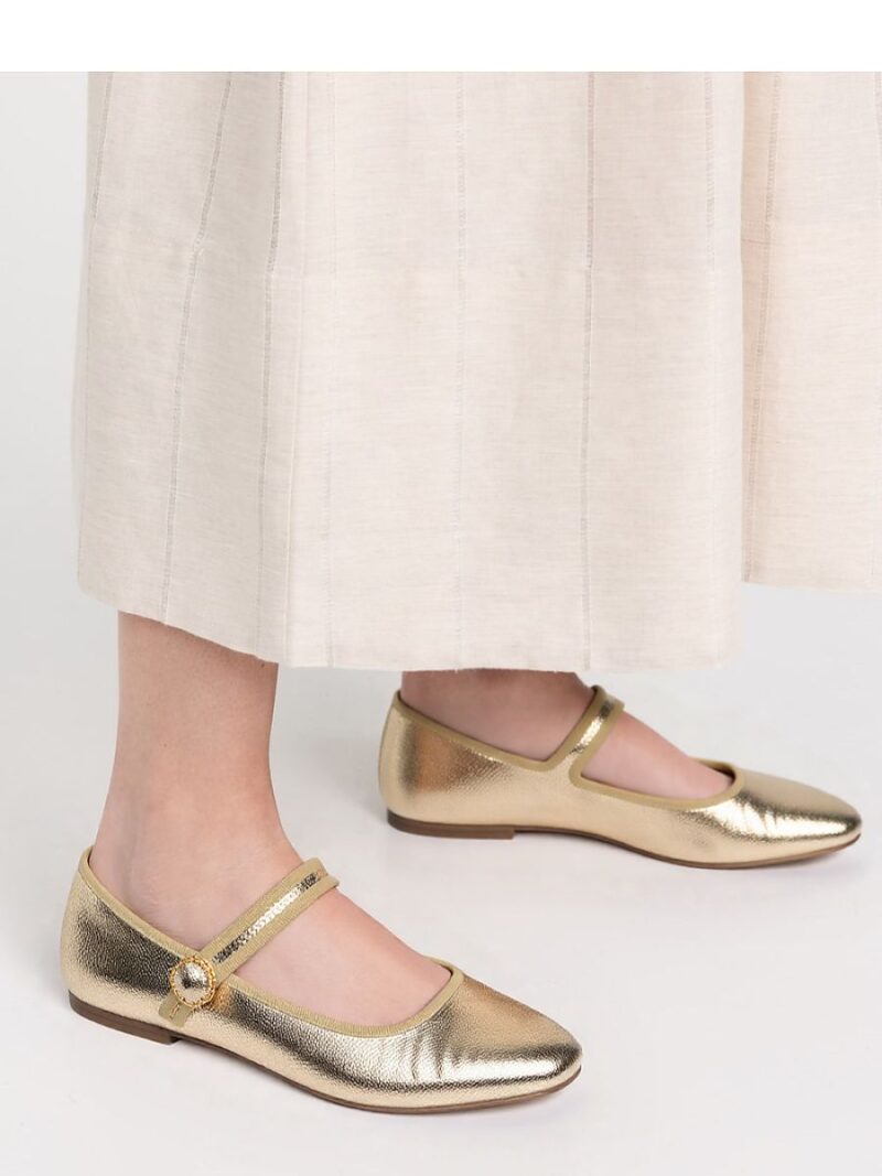 Damskie Baleriny VINTAGE CHARM ? GOLD - Inello - obrazek 2