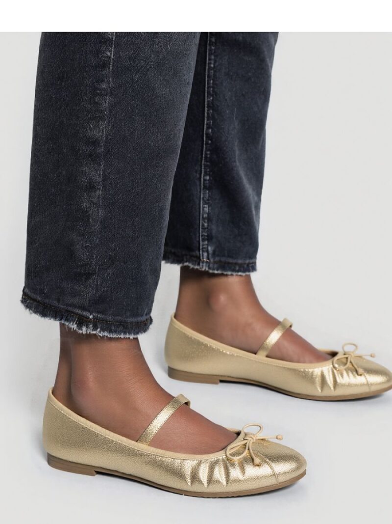 Damskie Baleriny ELVINA - GOLD - Inello - obrazek 2