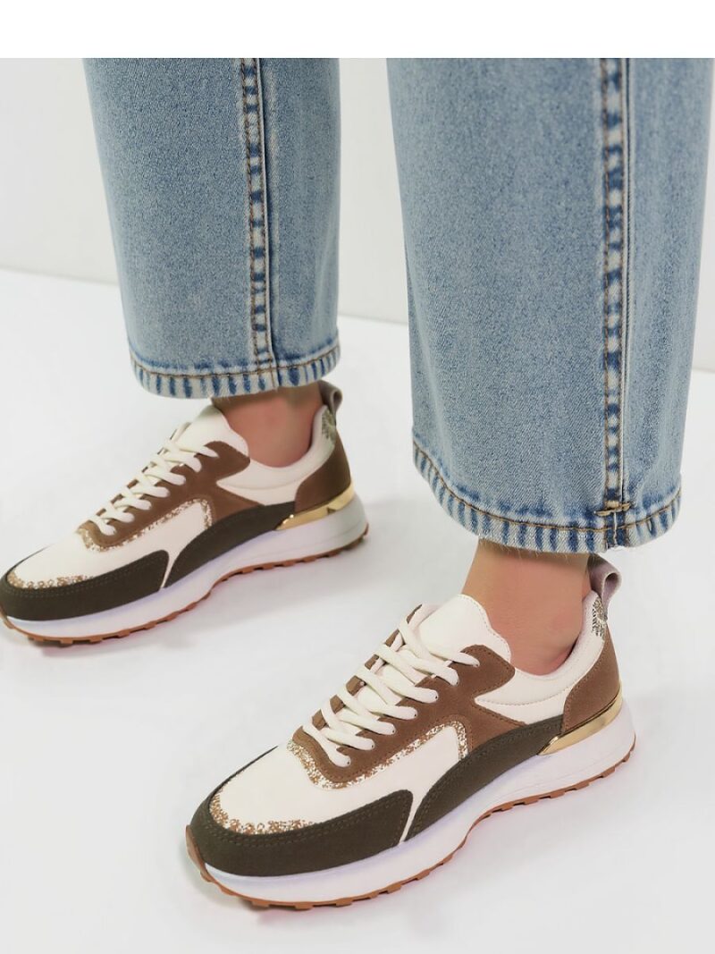Damskie Sneakersy WHITE ARMY GREEN - Inello - obrazek 2