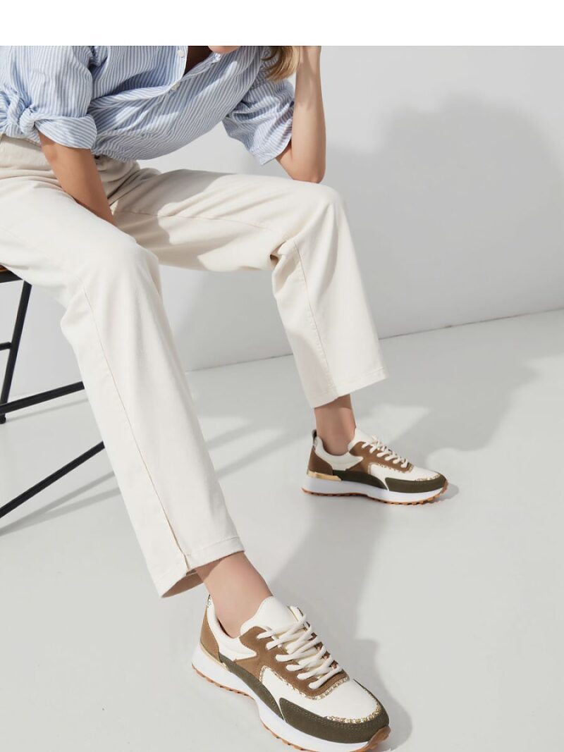 Damskie Sneakersy WHITE ARMY GREEN - Inello - obrazek 4