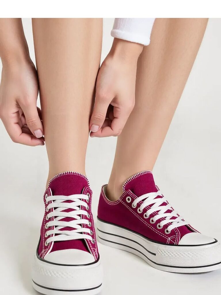 Damskie Trampki VELTRO WINE ? Klasyczne Buty na Platformie - Inello