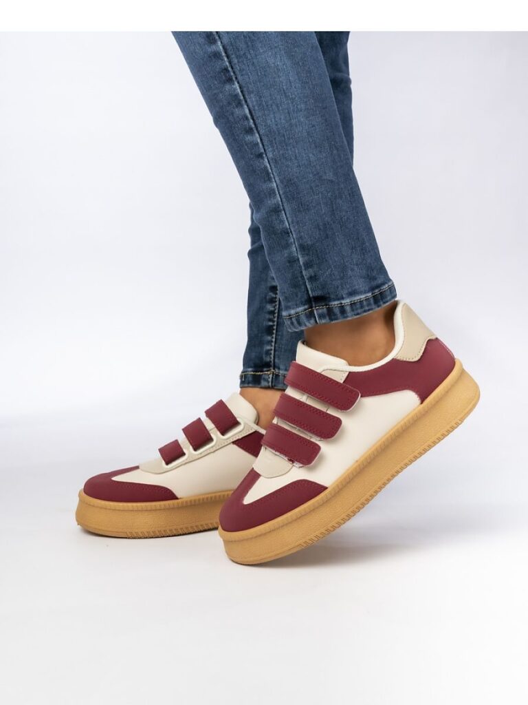 Damskie Sneakersy ? Bordowe AURORA WINE - Inello