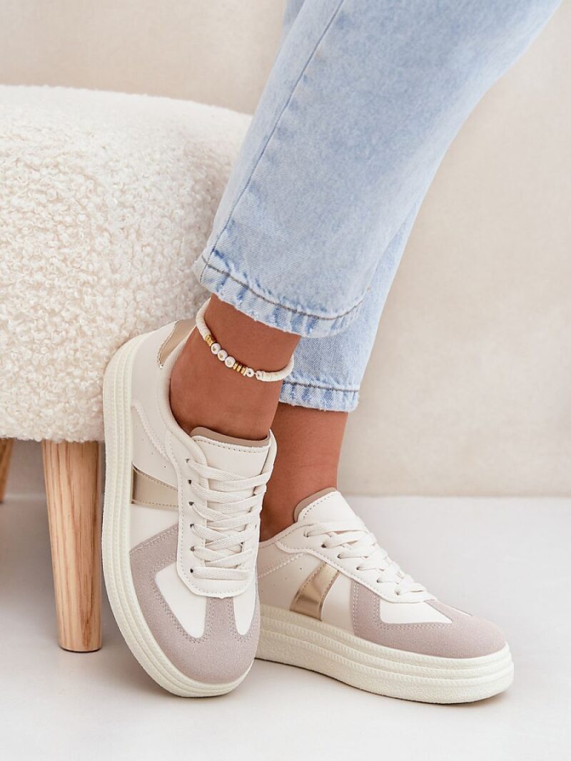 Buty Sportowe Model Goriette 8958 Beige - Step in style - obrazek 3