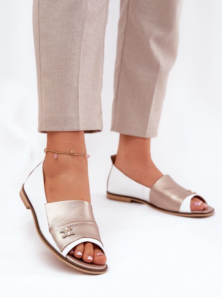 Baleriny Model Zazoo 1865 White/Gold - Step in style