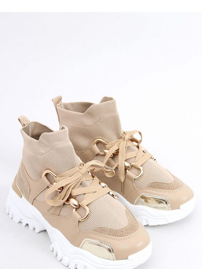Buty sportowe za kostkę skarpetkowe PETRA KHAKI - Inello