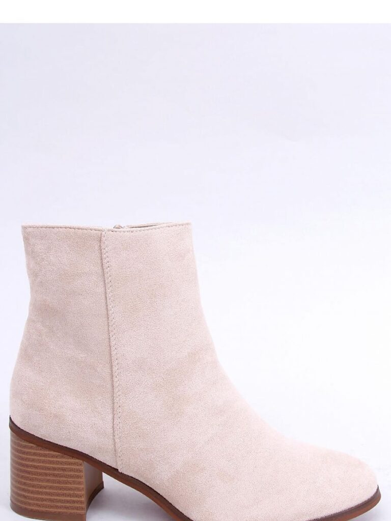 Botki na obcasie zamszowe klasyczne NATINA BEIGE - Inello