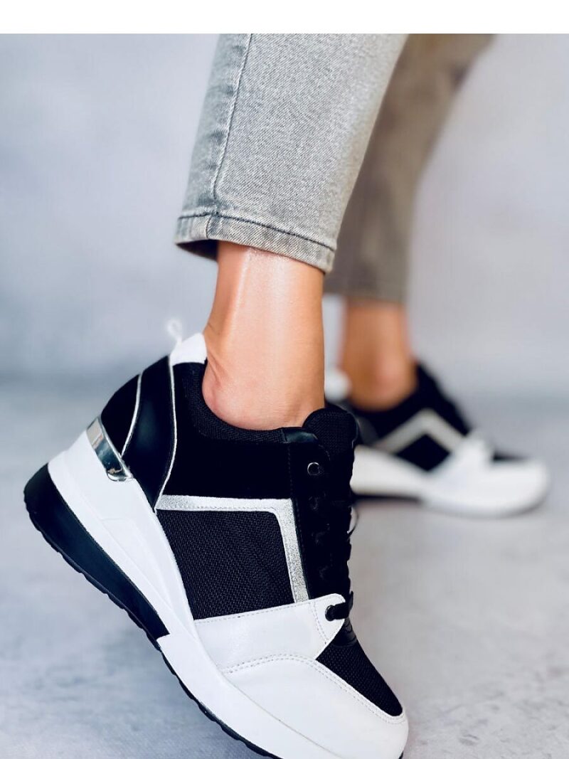 Sneakersy na koturnie pandy DIEGO BLACK/WHITE - Inello - obrazek 2