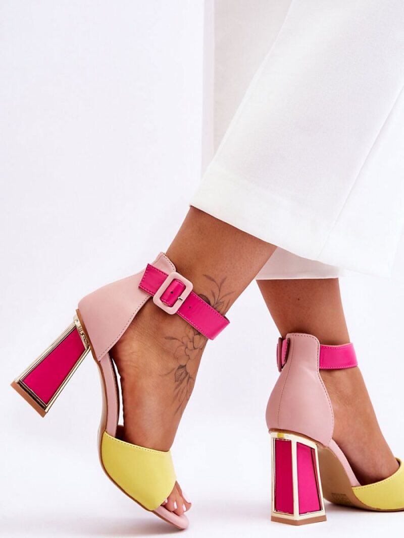 Sandały Model Sorel M349 Pink/Yellow - Step in style - obrazek 3