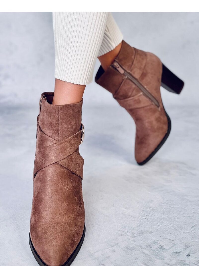 Botki na obcasie JANISA KHAKI - Inello - obrazek 3