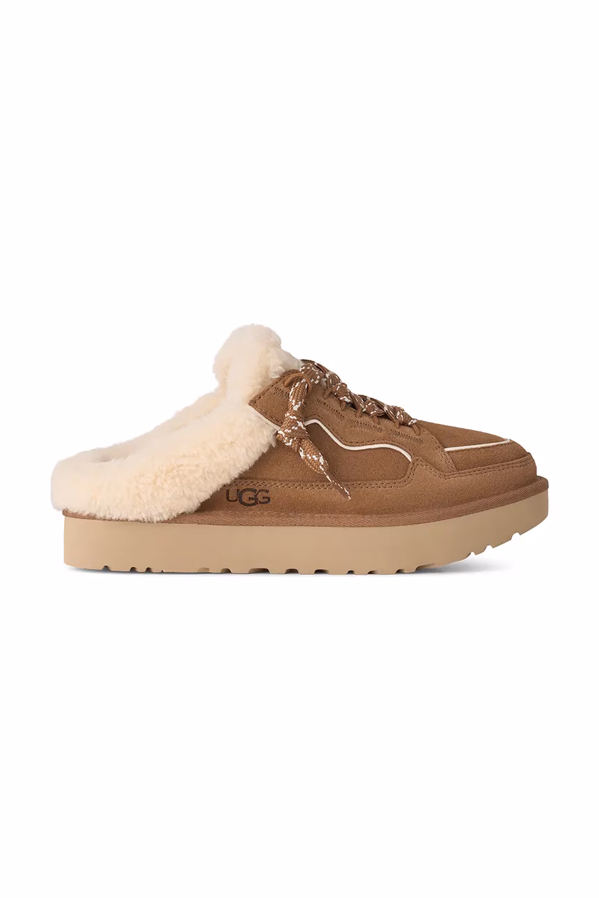 Ugg Lowmel Mule Brązowe Klapki Ocieplane Chestnut